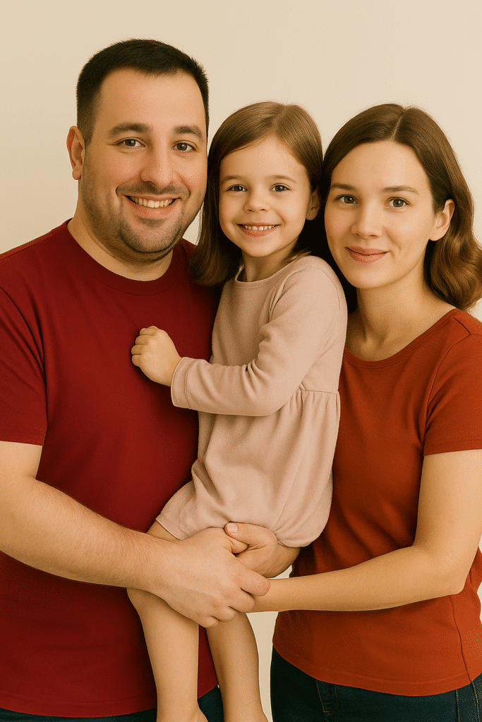 ABOUT US 2 Happy family of three embracing healthy lifestyle together