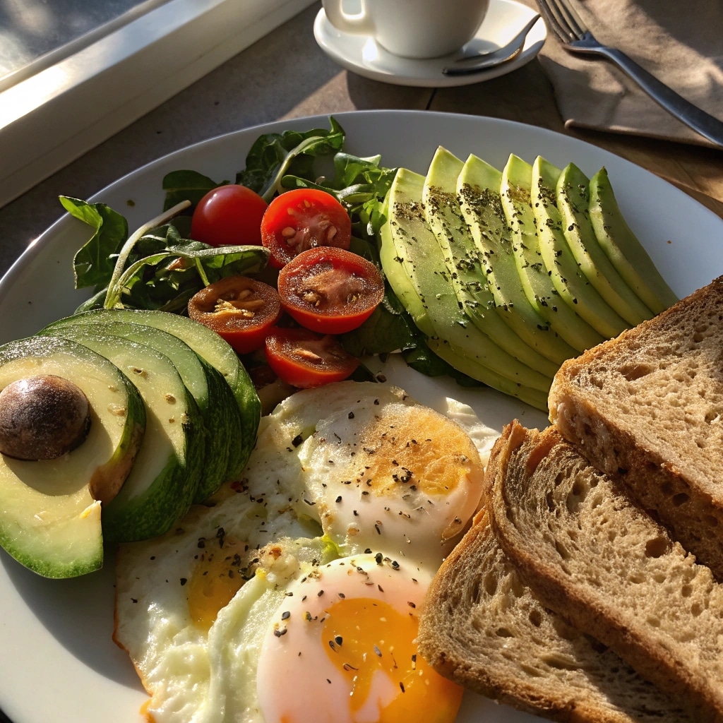 High Protein Breakfast Ideas for Energy & Weight Management 2 High protein breakfast with eggs and avocado